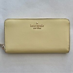 Kate Spade New York Yellow Zip Around Wallet Saffiano Leather